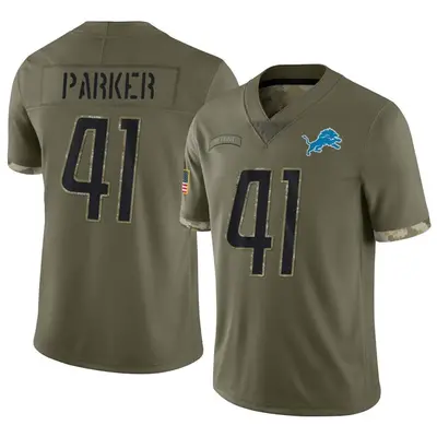 Youth Limited AJ Parker Detroit Lions Olive 2022 Salute To Service Jersey