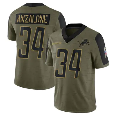 Youth Limited Alex Anzalone Detroit Lions Olive 2021 Salute To Service Jersey
