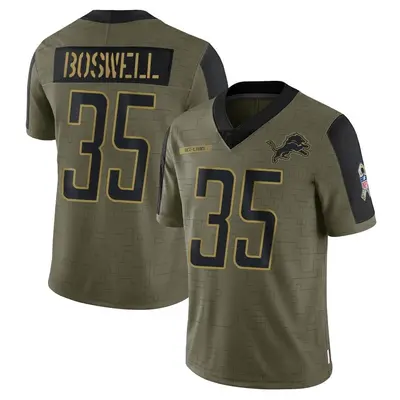 Youth Limited Cedric Boswell Detroit Lions Olive 2021 Salute To Service Jersey