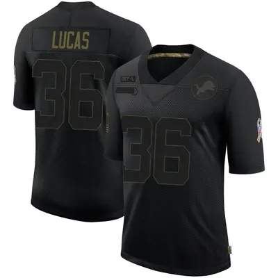 Youth Limited Chase Lucas Detroit Lions Black 2020 Salute To Service Jersey