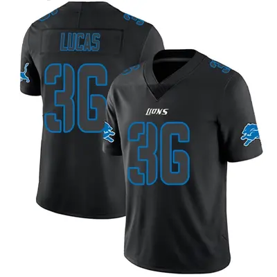 Youth Limited Chase Lucas Detroit Lions Black Impact Jersey