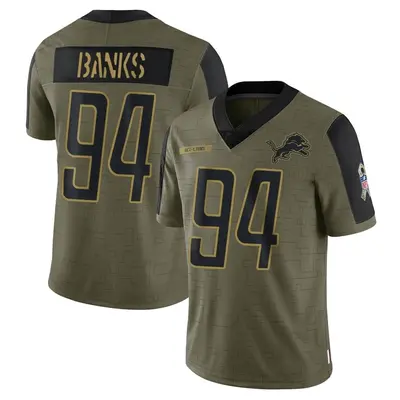 Youth Limited Eric Banks Detroit Lions Olive 2021 Salute To Service Jersey
