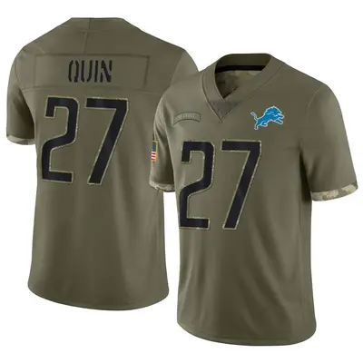 Youth Limited Glover Quin Detroit Lions Olive 2022 Salute To Service Jersey