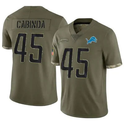 Youth Limited Jason Cabinda Detroit Lions Olive 2022 Salute To Service Jersey