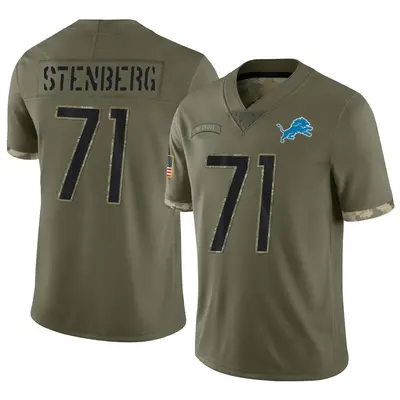 Youth Limited Logan Stenberg Detroit Lions Olive 2022 Salute To Service Jersey