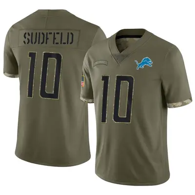 Youth Limited Nate Sudfeld Detroit Lions Olive 2022 Salute To Service Jersey