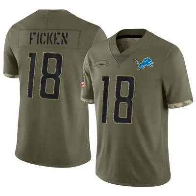 Youth Limited Sam Ficken Detroit Lions Olive 2022 Salute To Service Jersey