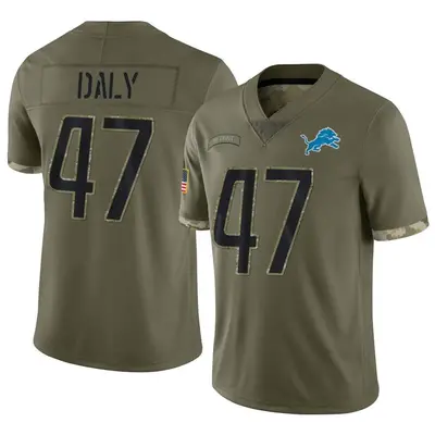 Youth Limited Scott Daly Detroit Lions Olive 2022 Salute To Service Jersey
