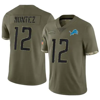 Youth Limited Steven Montez Detroit Lions Olive 2022 Salute To Service Jersey