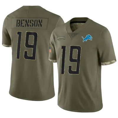 Youth Limited Trinity Benson Detroit Lions Olive 2022 Salute To Service Jersey